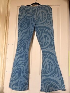 Hollister Blue Swirl Flare Jeans